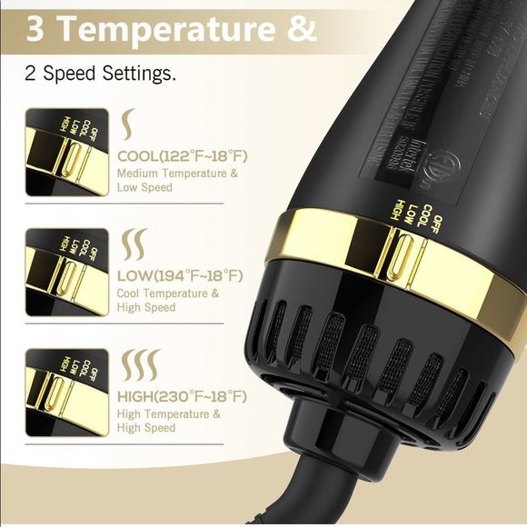 NWT and Box Hair Dryer Brush, Blow Dryer Brush, 4 in 1 Hot Brush Gold BLOW DRYER - Picture 6 of 7